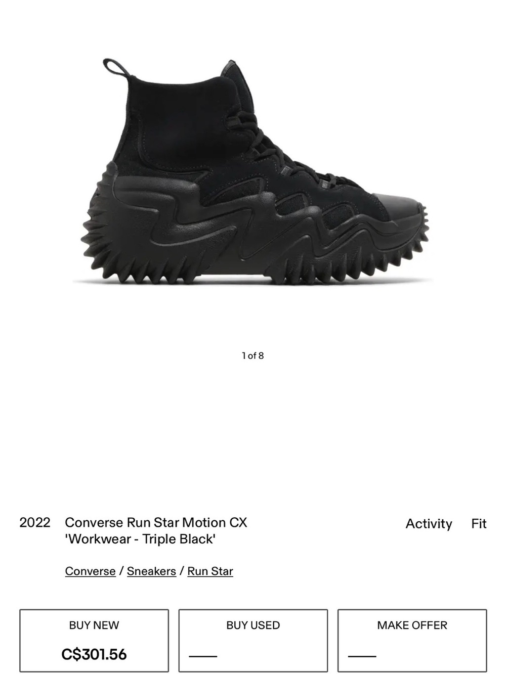 Converse Run Star Motion CX Triple Black High-Top Sneakers